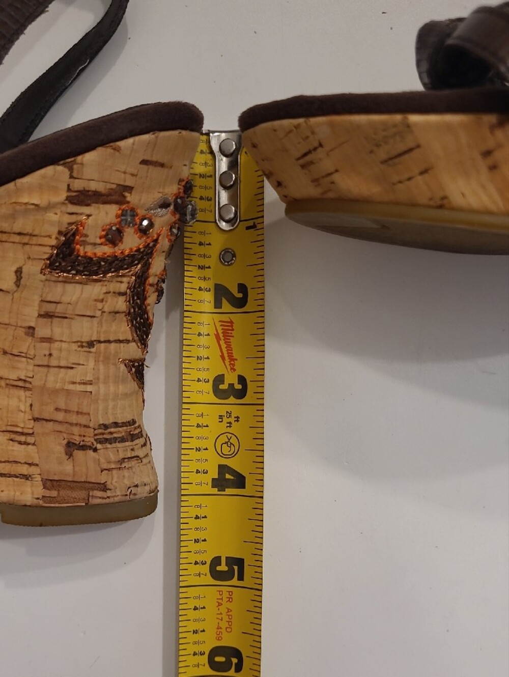 Bandolino Beaded Flower Accent Cork Wedge Sandals Bohemian Ankle Strap Heel Y2K - Picture 15 of 17